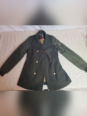 Vince Camuto Military Peacoat XS Wool Blend Double Breasted